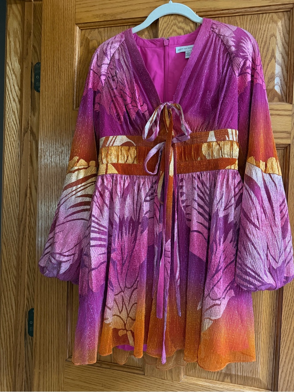 Dress the Population Pink and Orange Floral V-Neck Mini Dress